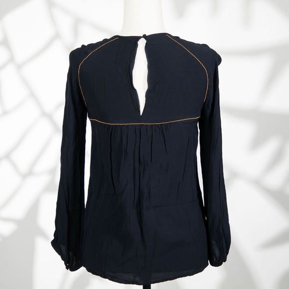 Zara Navy Blue Crepe Blouse - Size S - Picture 2 of 3